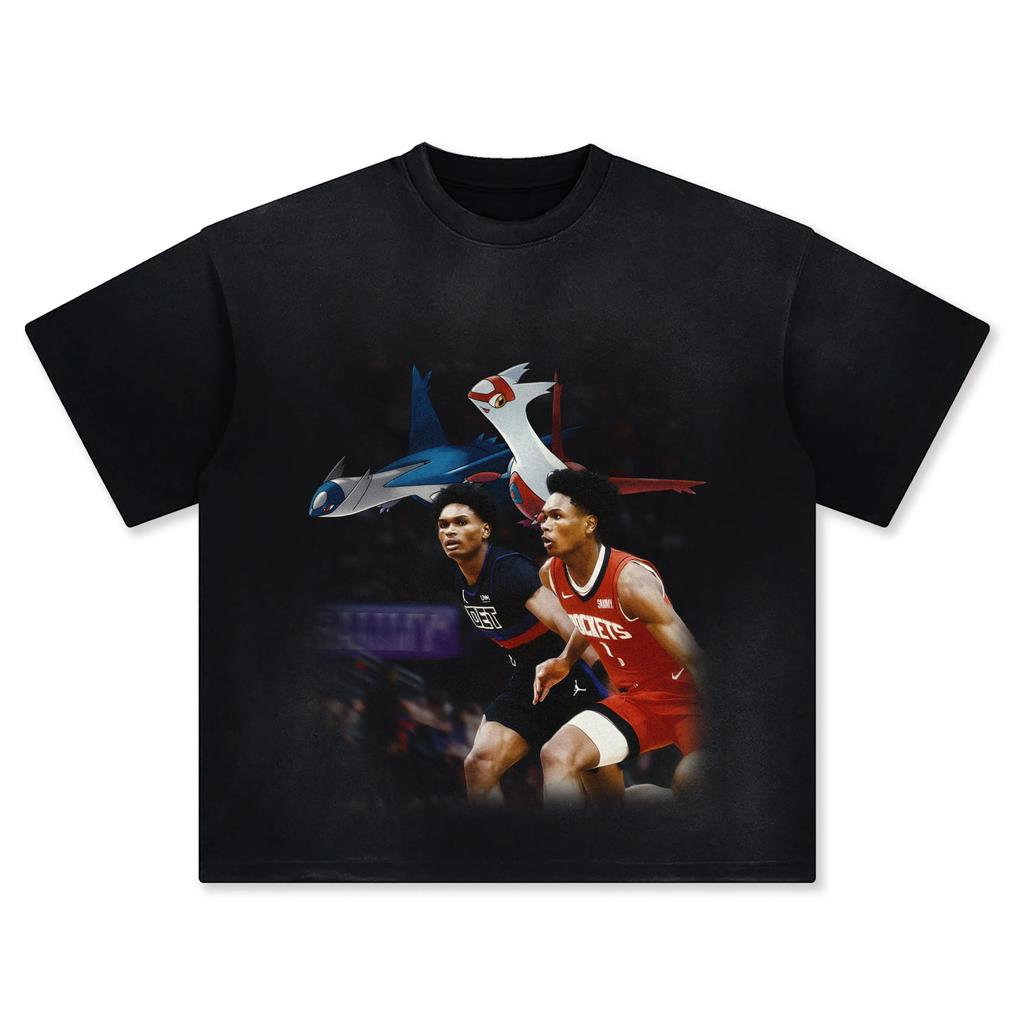 Pokémon Joint Basketball Star Printing Shortsleeved Tshirt Mens 2025 Summer New Fashion Cotton Breathable Y2K Street Top