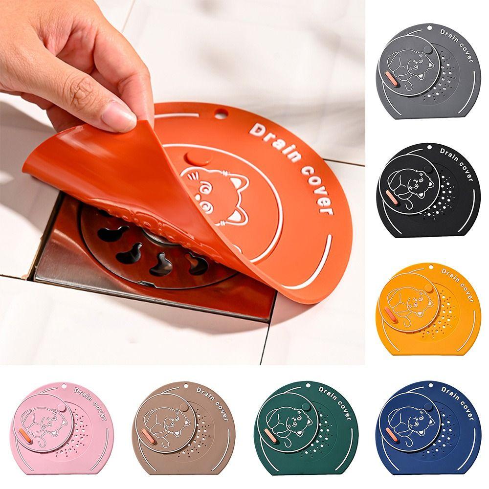 Anti Odor Floor Drain Cover Cartoon Cat Kitchen Sink Seal Mat  for Bathroom Hair Collection