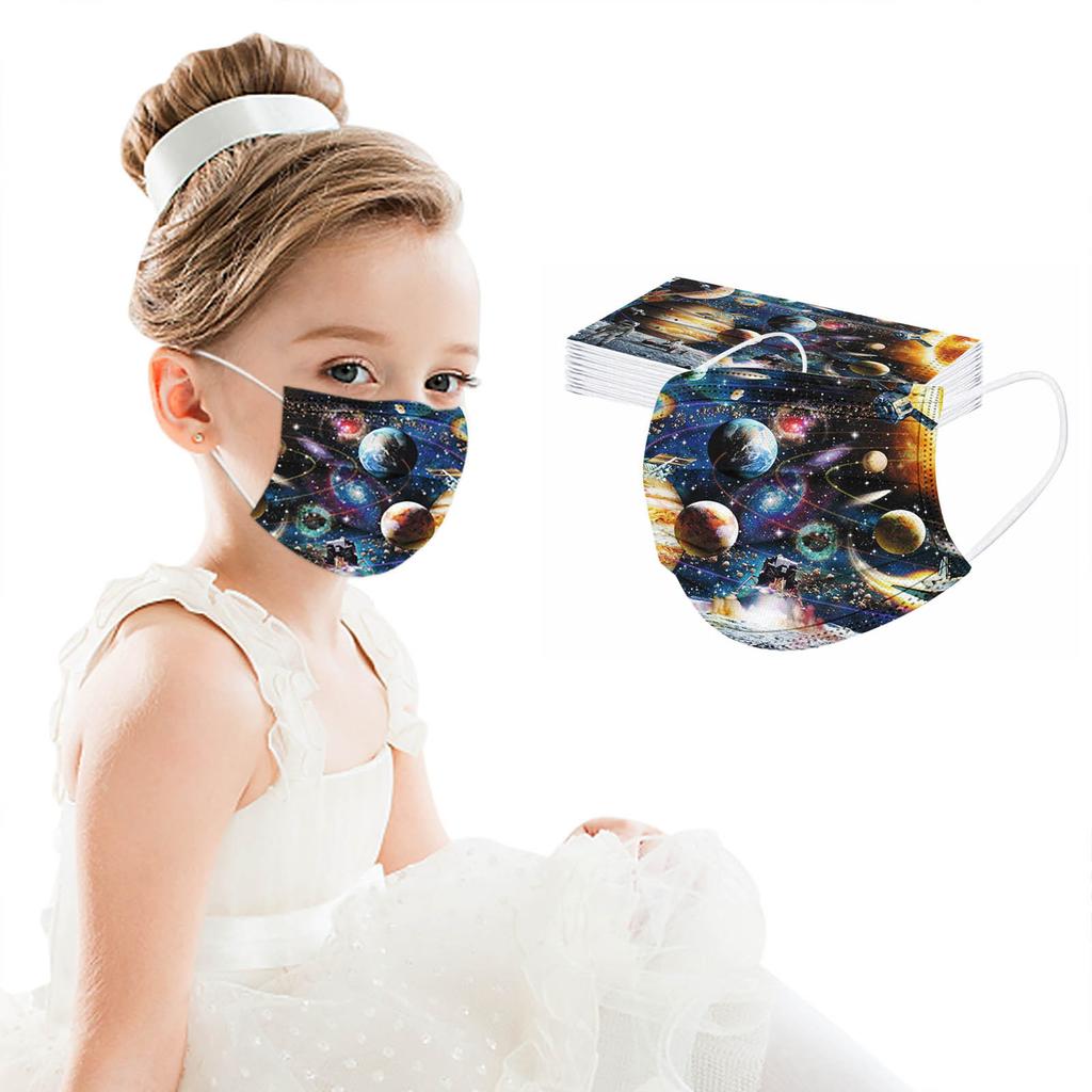 100PCS Children Three-Layer Protective Dust-Proof Cartoon Print Disposable Mask