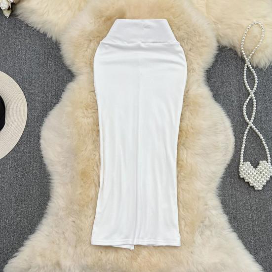 Dámská midi sukně jednobarevná s rozparkem vzadu, s vysokým pasem, rybího střihu, obepínající boky, do kanceláře, pouzdrová sukně