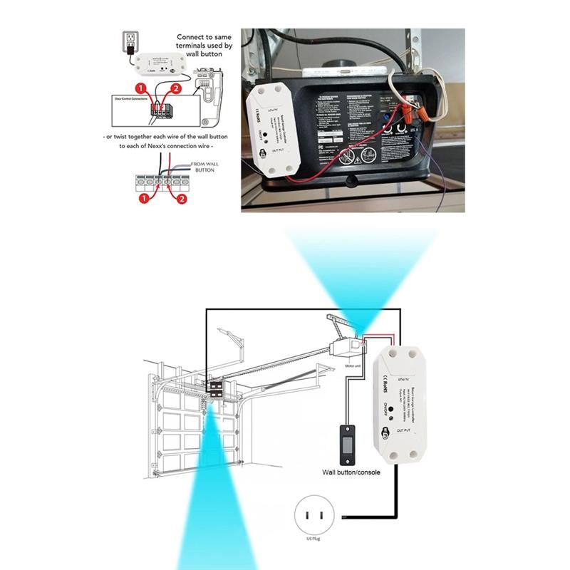 

WON Tuya WIFI 2.4G Smart Garage Door Opener Controller Open And Close By Phone APP Compatible Alexa And Google Home