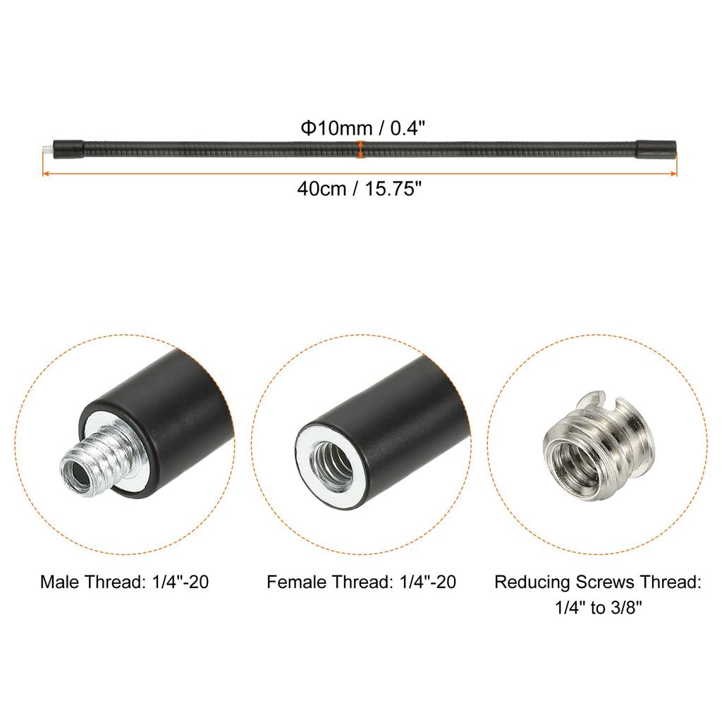 PATIKIL Gooseneck Female to Male Thread Metal Universal Hose Flexible Arm Gooseneck Tube Extension Holder with Red Shoes for Action Camera Phone