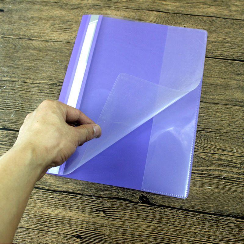 Transparent Punch Folder A4 Color Binding Two-Page Folder Double Hole Clip Folder Loose-Leaf Binder 320file Report Cover Mixed Color Pack of 12