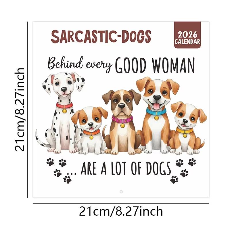 2026 SarcasticDogs Calendar with Funny Dog-Themed Illustrations Wall-Mounted Monthly Planner Ideal for Home or Office Decor