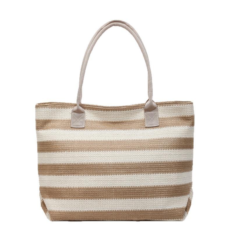 Neue Umhängetasche gestreift kontrastfarbig fließend modisch gewebte Tragetasche große Kapazität Stroh gewebt tragbare Tragetasche