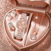 5Pcs Ladies Watch Set, Stylish Casual Ladies Quartz Watch And Necklace Ring Earrings Jewelry Set