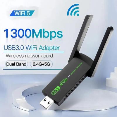1300 Mbps USB 3.0 WiFi Adaptörü Ücretsiz Sürücü 2.4 GHz/5 GHz Çift Bantlı Wi-Fi Dongle Alıcı 80211ax/ac/a/b/g/n WIFi 5 Kablosuz Ağ Kartı PC Dizüstü Bilgisayar Için