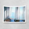 Oceanview window backdrop fabric digitalprinted polyester tapestries living rooms bedrooms macrame wall hanging room decor