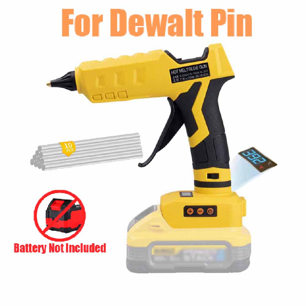 

For Dewalt Cordless Hot Melt Glue Gun with 10PCS Glue Sticks 280°C 100W DIY Repair Tool LCD Display For Makita 18V-21V Battery 100 W