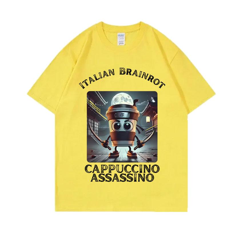 Italian Brainrot Cappuccino Assasino Funny Meme Tshirt Men Women Casual Joke Humor  T-shirt Unisex Vintage Oversized T Shirts