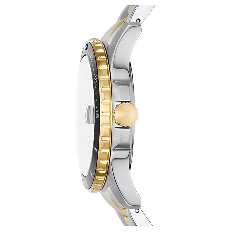 Fossil Relógio de Pulso BLUE DIVE Movimento a Quartzo Pulseira de Aço Inoxidável 42mm Mostrador Preto Relógios Masculinos 100m à Prova d'Água FS6031
