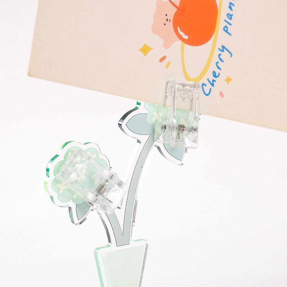 Memo Holder Acrylic Flower Card Holder Flower Shaped Flower Desk Paper Clip  Postcard Holder