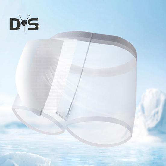 Men Boxer Underwear Mid-rise Elastic Waist U-Convex Shorts Briefs Ultra Thin Transparent Ice Silk Seamless Panties
