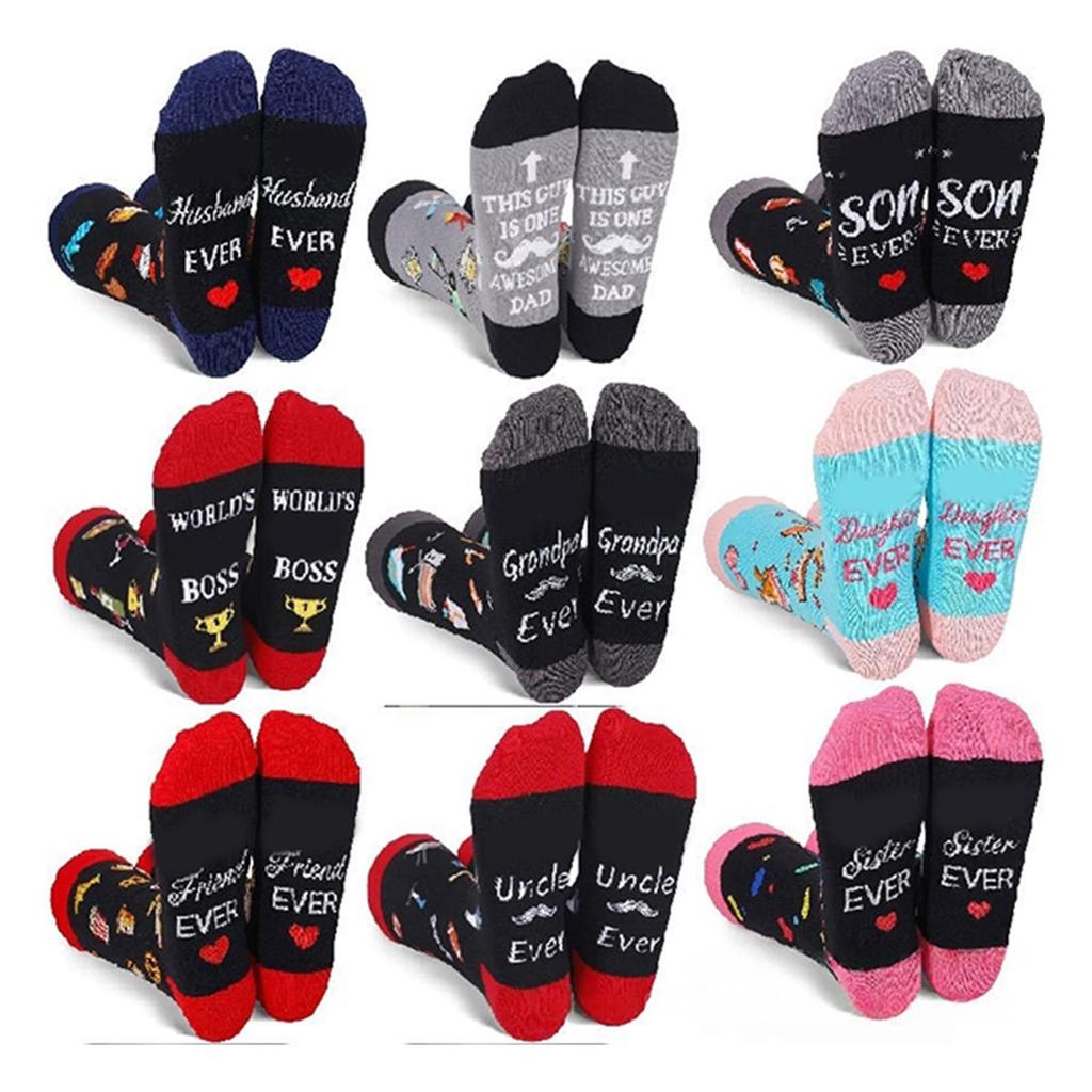 Festives Best Ever Themed Cotton Socks for Women Men Funny Crew Socks For Christmas Birthday Holiday Family Gifting