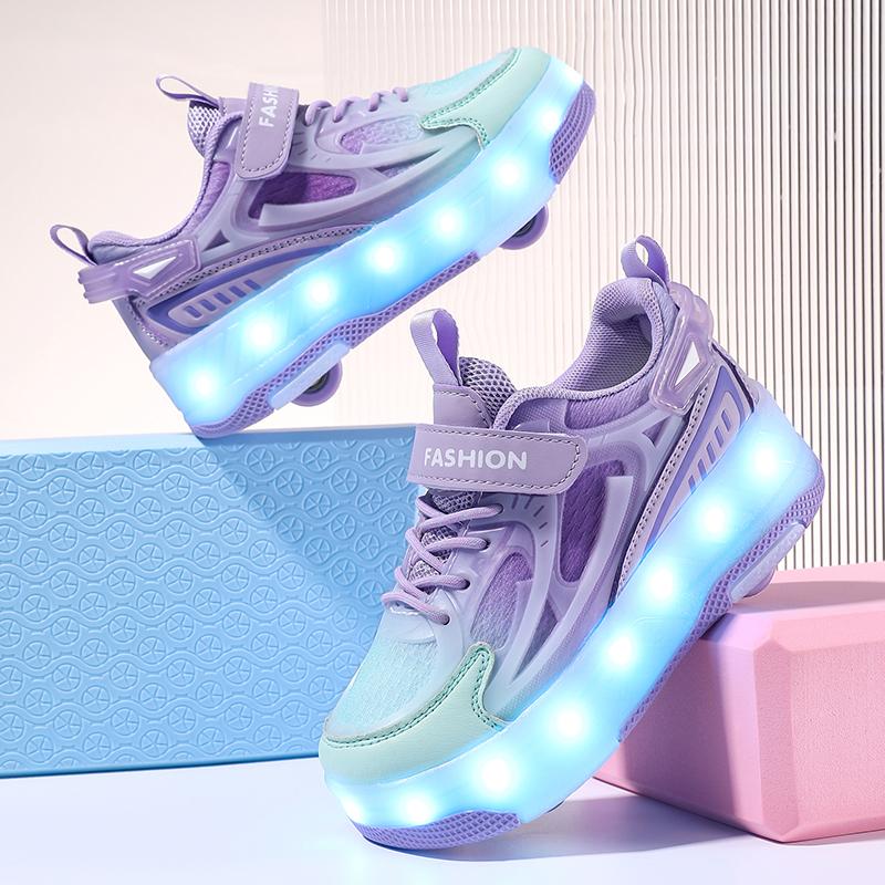 Adidași luminoși pentru copii Încărcare și dezasamblare Patru roți LED Adidași luminoși pentru copii Băiat Adidași luminoși