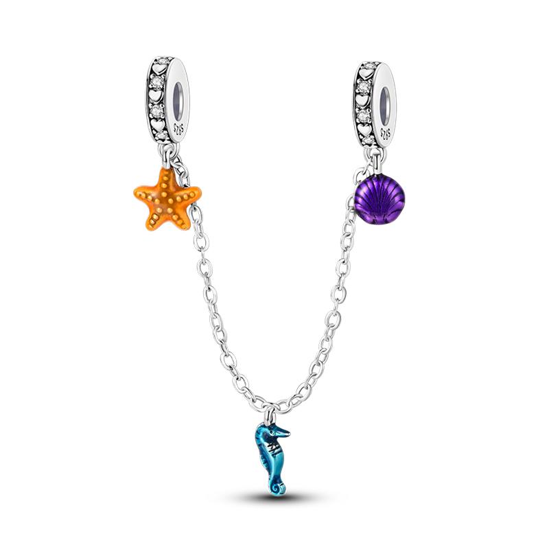 Copper Jellyfish Dolphin Turtle Starfish Shell Luminous Ocean Series Charms Beads Fit 3Mm Original Bracelets Diy Jewelry