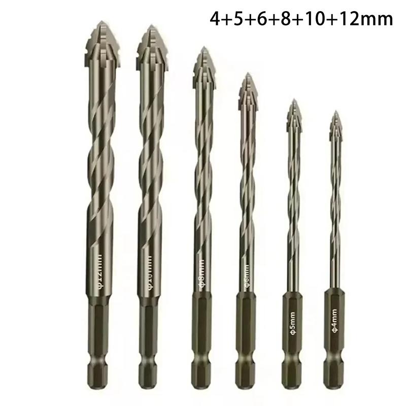 Four-Edged Eccentric Drill Bit Skewed Head High Hardness Tile Drill Bit Serrated Concrete Drill Bit Set Drilling Tool