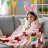 1PC Sweet Pink Pony Plaid Print Fleece Throw Blanket for Adult Quality Super Soft Warm Universal Blanket for Travel Office Home