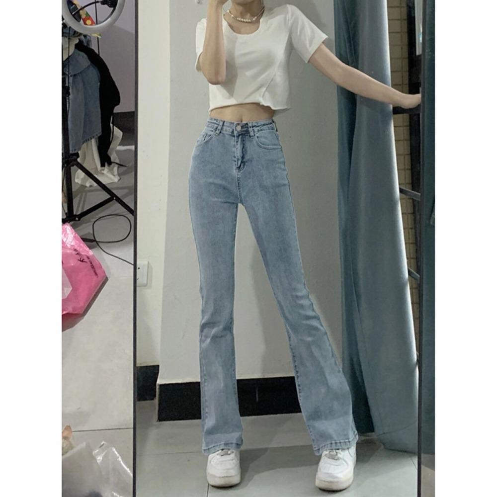 American High Street Micro-pull Jeans Women's Spring Small Flared Pants Show Height and Thinness Horseshoe Trousers