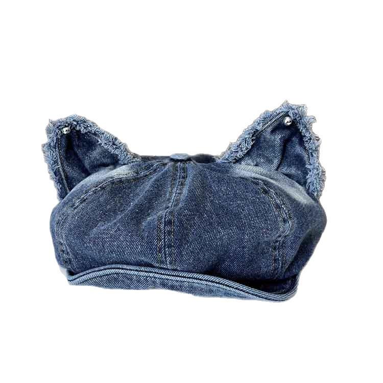 Japanese Short Brim Cute Cat Ear Washed Retro Octagonal Hat Children Versatile Literary Retro Cowboy Newsboy Beret