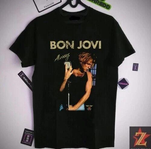 

BON JOVI T shirt Black Tee, for men women full size VC1752 L