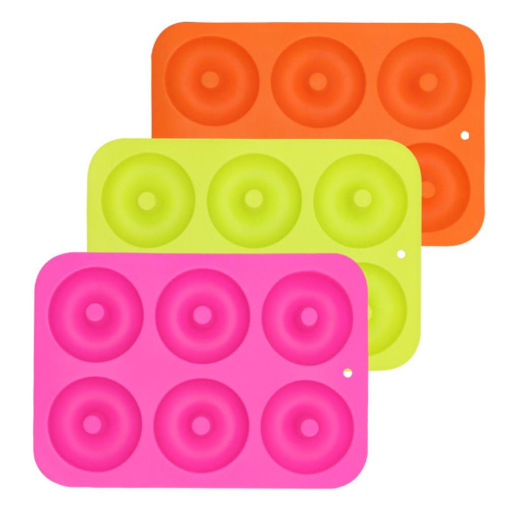 3PCS Non-Stick Doughnut Mold Silicone Bread Mold Baking Mold 6-Cavity Donut Baking Pan Cake Style B