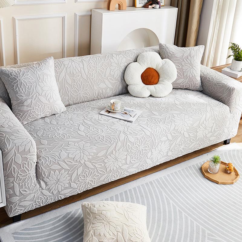 Simple Style Jacquard Fleece Sofa Cover, All-Season Non-Slip All-Inclusive Universal Cover