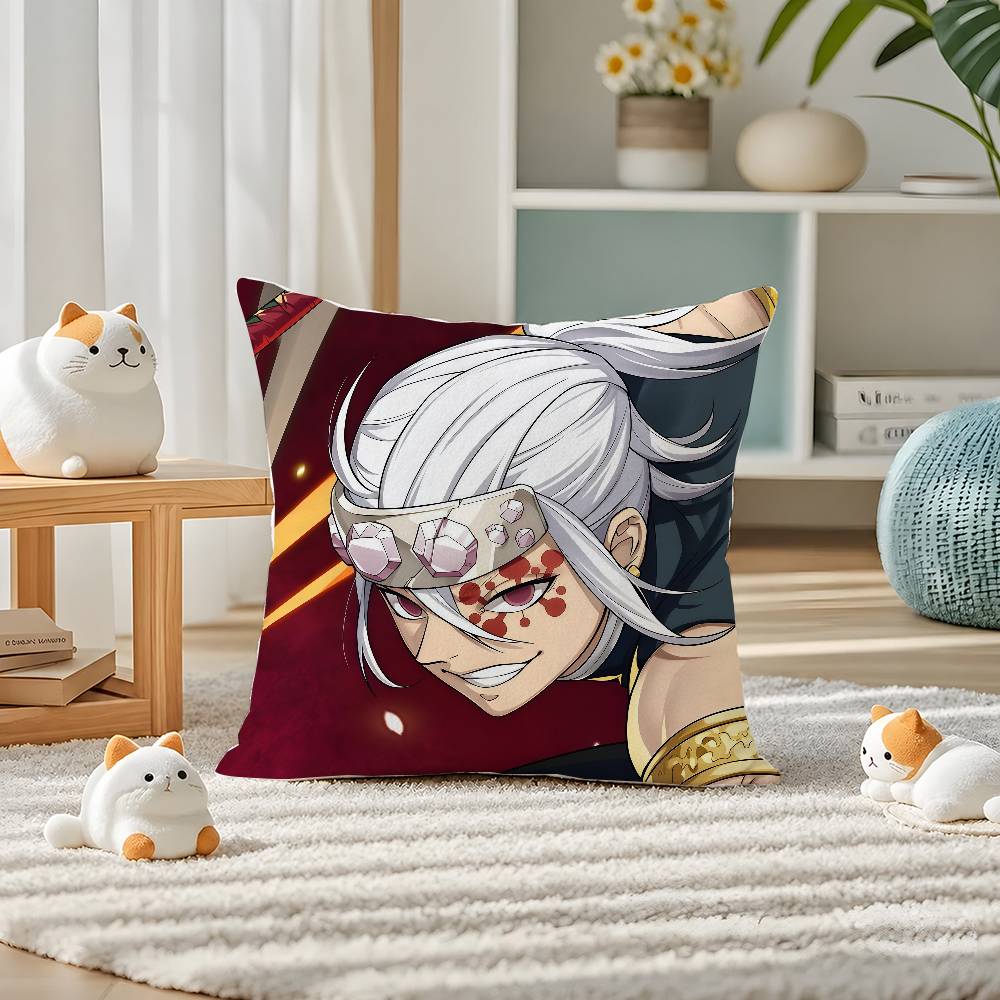 Demon Slayer Shinazugawa Sanemi Anime Plush Pillow Cover Soft Short Plush Cushion Cover For Sofa Bedroom Home Decor Gift
