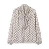 2026 Womens Loose Fit Polka Dot Long Sleeve Shirt Casual Wrap Collar Blouse