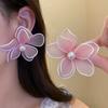 Iron Wire Women Floral Ear Studs Pearl Ladies Stud Earrings Iron Mesh Flower Earrings  Party Gift