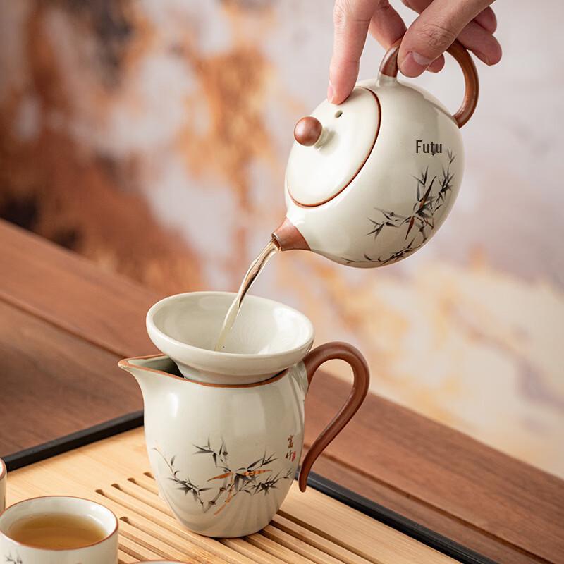 GOWKE Rich Bamboo Ru Kiln Kung Fu Tea Set
