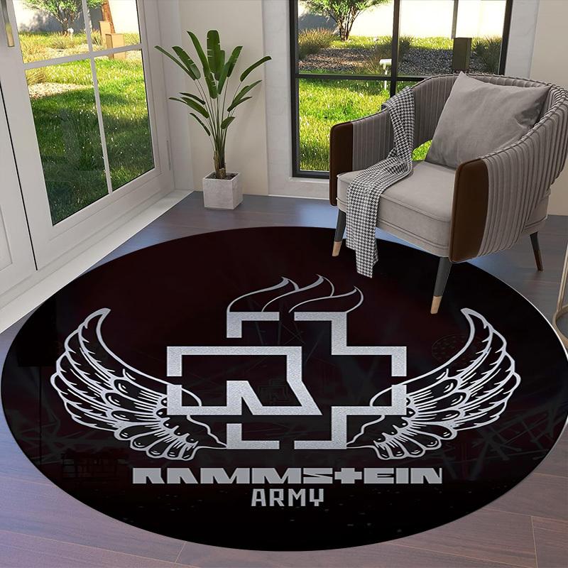 1pc Rammstein Army Symbol Round Carpet, Made of Polyester,Perfect for Decorating Office Chairs, Living Rooms,fplt196