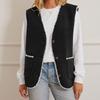 Women's V Neck Sleeveless Vest Loose Fit Casual Sherpa Waistcoat Single Button Fleece Gilet Winter Warm Layering Outerwear