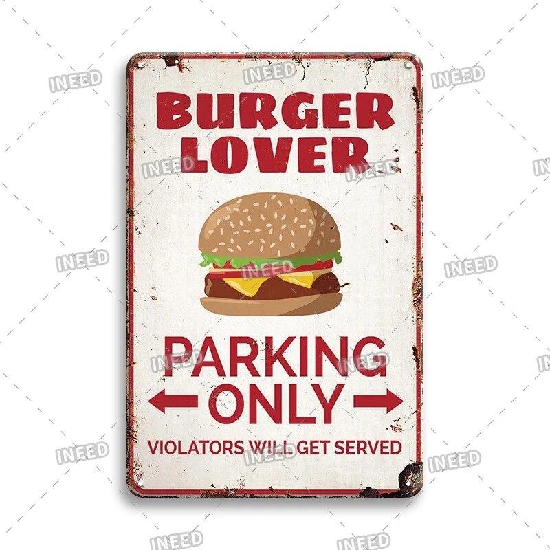 Burger Sign Best in Town 100% Beef BBQ Vintage Decor Hotdogs Kitchen Decorations Wall Plaque Retro Decor Vintage Food Sign