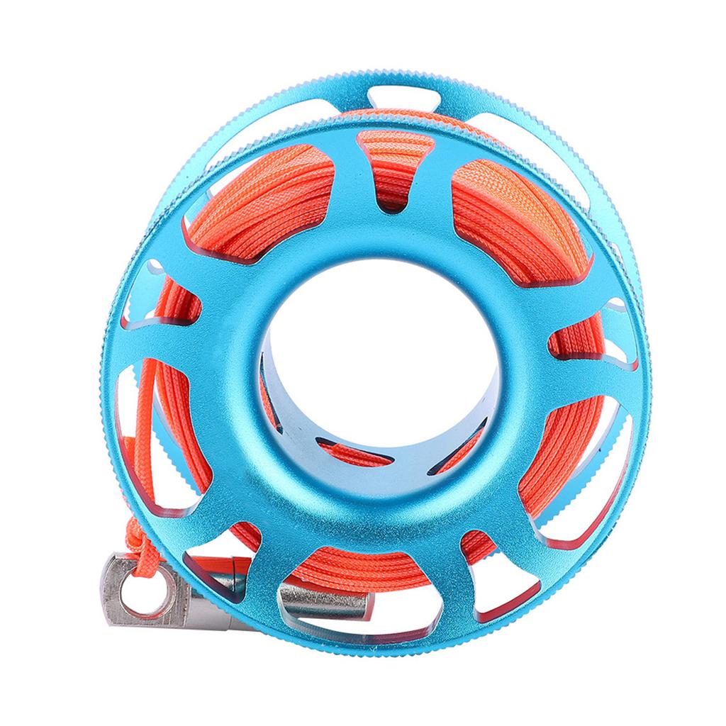 KEEP DIVING Luftfahrt-Aluminium Fingerrolle Clip Tauchen Tech Spule 15m Leine(blau)