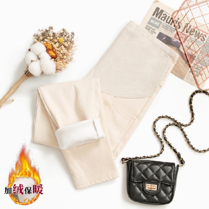 

Беременные женщины стрейч джинсы осень и зима вельвет чистый хлопок черно-белые брюки с поддержкой живота повседневные свободные брюки 2XL абрикосовый