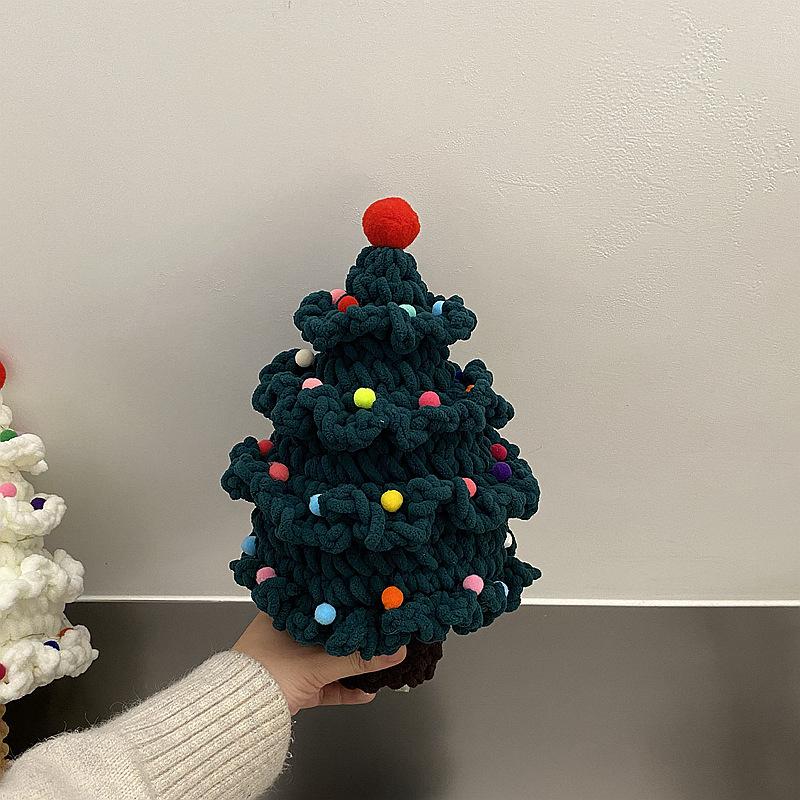 

Cute Crochet Christmas Tree Home Decor Crafts Hand-woven Knitted Finished Xmas Tree Desktop New Year Party Decor Ornaments Gifts