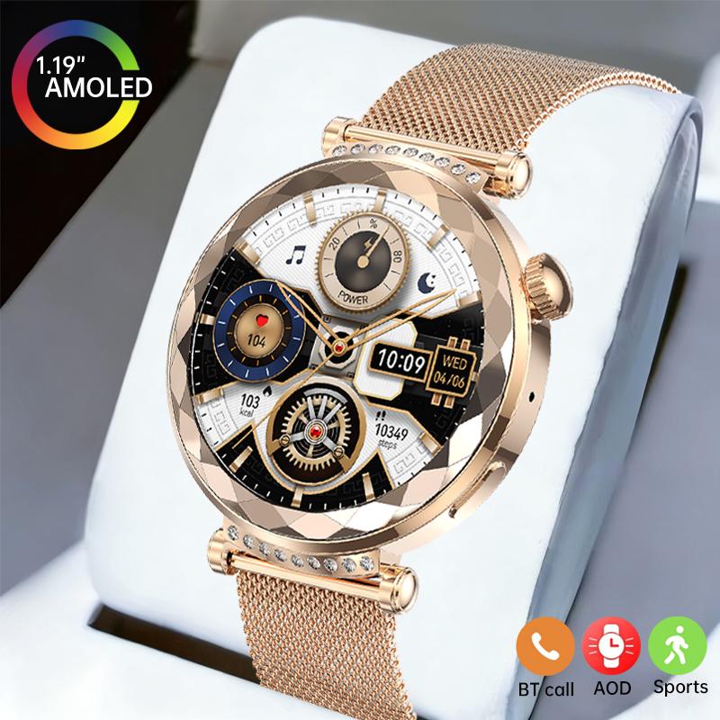 SACOSIDNG Smart Watch Women AMOLED HD Screen Female Health Management Custome Watchfaces NFC Bluetooth Calls Sports Heart Rate Monitor