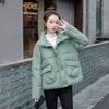 Solid Color Stand Up Collar Cotton Jacket Women's Short Winter Hot Item Simple and Loose Western Style Cotton Jacket