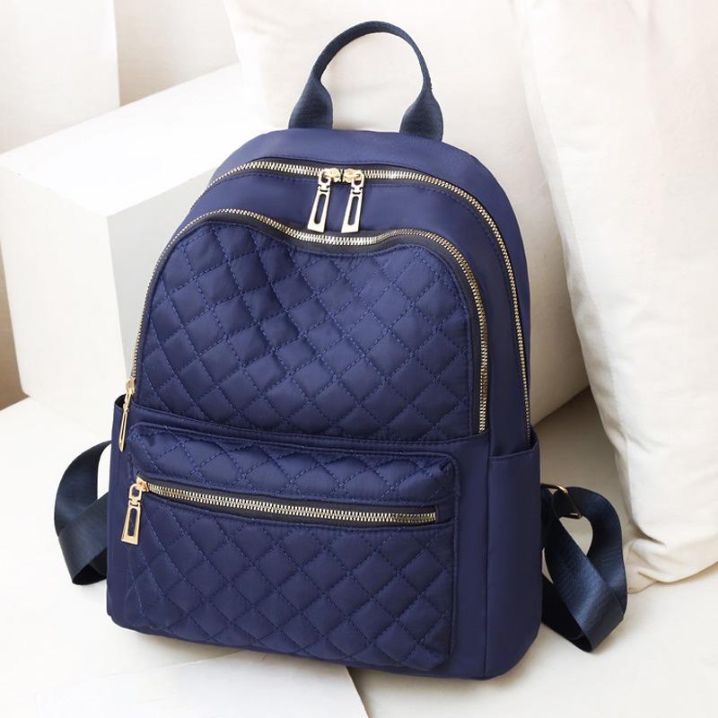Oxford Embroidered Thread Diamond Grid Backpack