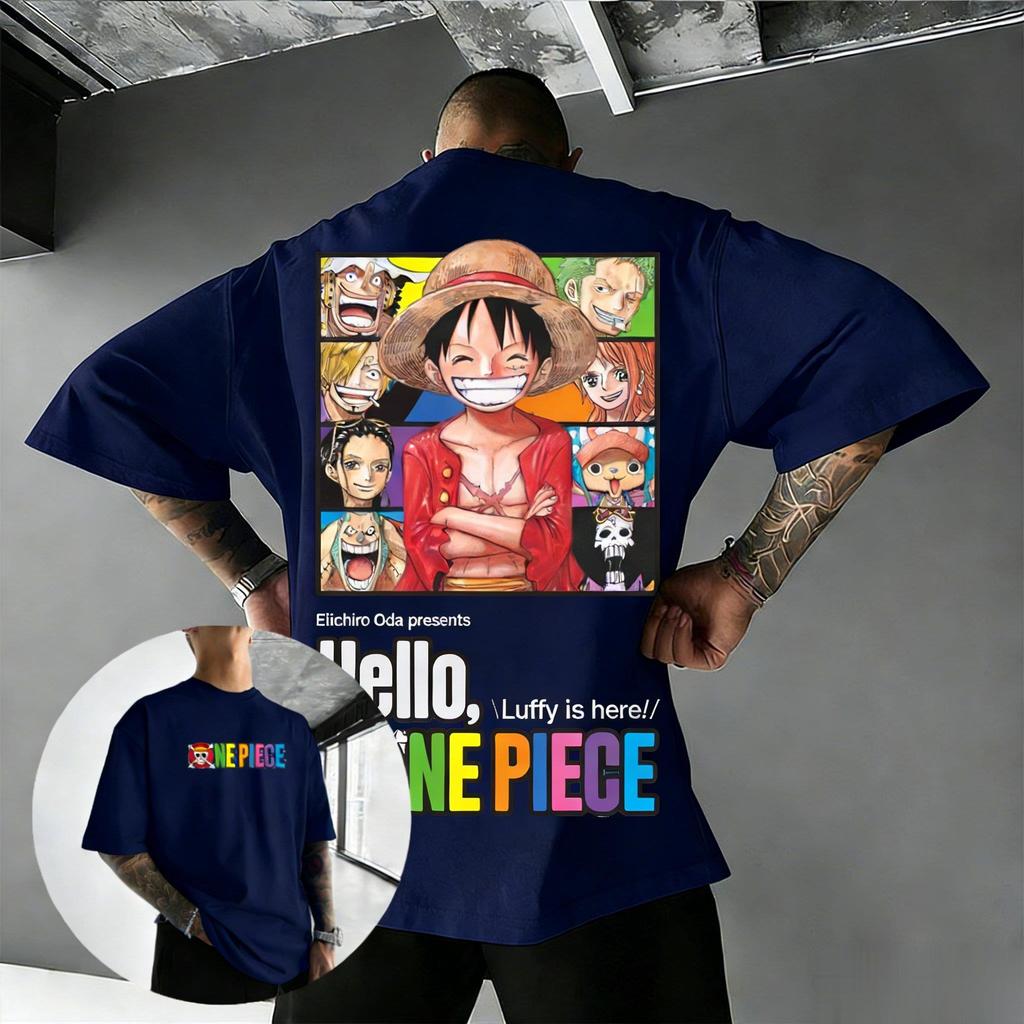 One Piece Anime T Shirt Luffy Graphic Print Cotton Short Sleeve Tee Hello Luffy Men Women Streetwear Casual Tops Summer 2026 Y2k