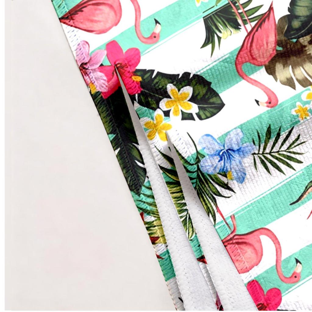 Striped tropical flamingo motif polyester microfiber beach towel is highly absorbent, suitable for swimming and beach outings