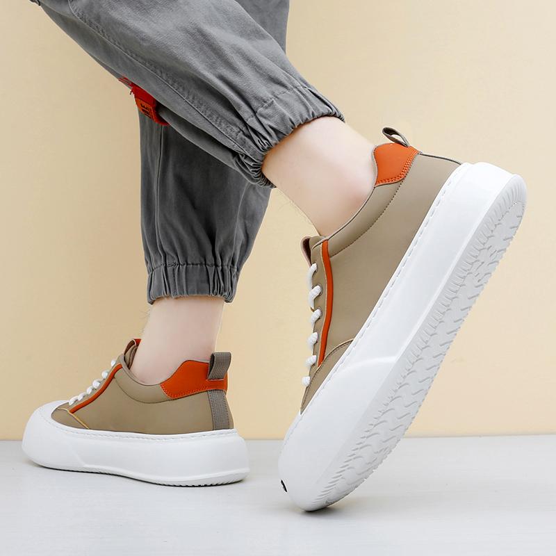Leder Vulkanisierte Freizeitschuhe Designer Herren Sneaker Luxusmarke Outdoor Skate Schuhe Herren Dicke Sohle Slip-on Herren Flats