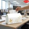 2D Flat, 1pc Tissue Box, Printed On Both Sides, Vintage Damask Tissue Holder, Featuring a White Ornamental Rustic Pattern, Suitable for Home, Parties,