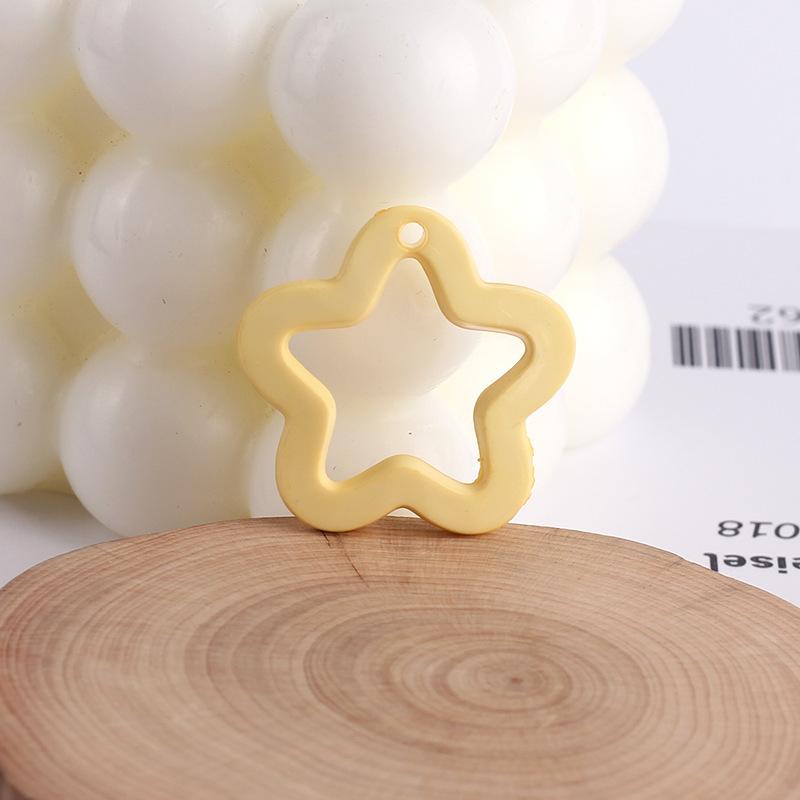 30x29mm Macaron Color Solid Hollow Cartoon Star Charms With Hanging Hole Acrylic DIY Earrings Ornaments Jewelry Accessories