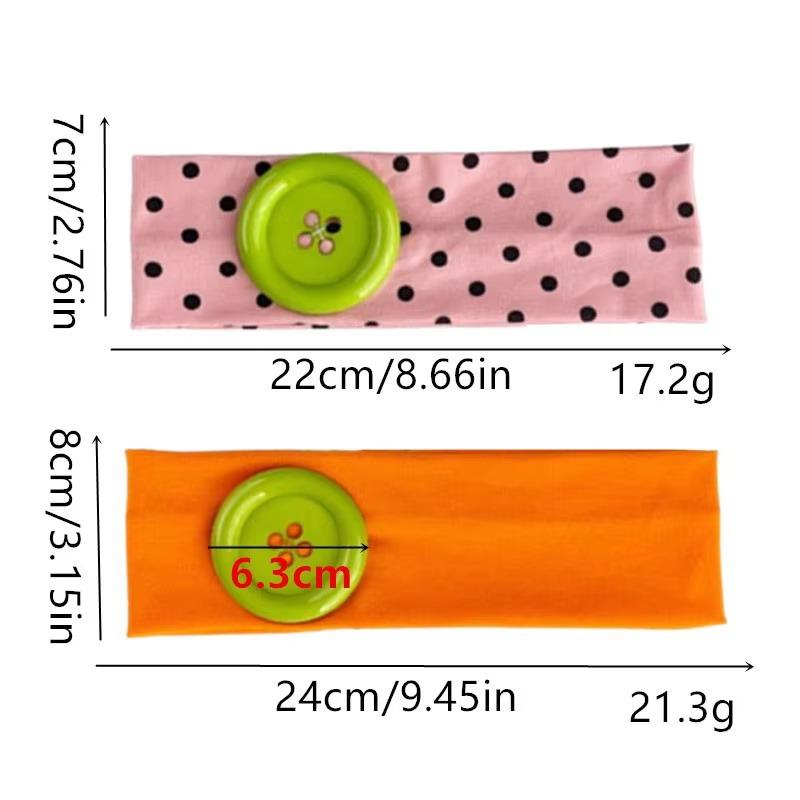 Summer Dopamine Large Button Wave Dot Headband Fashionable Ins Style Elastic Headband Sports Fitness Sweat-Absorbent Hairband