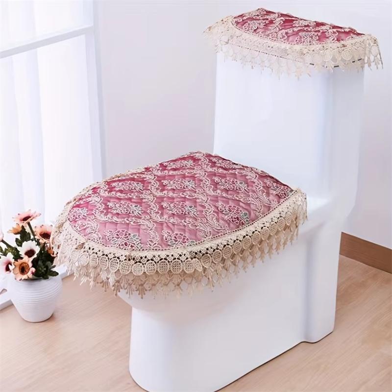 

Home Decor Bath Toilet Cover Toilet Tank Cover Embroidered Flower Toilet Cover European Court Style Toilet Cover 3 Pcs/Set