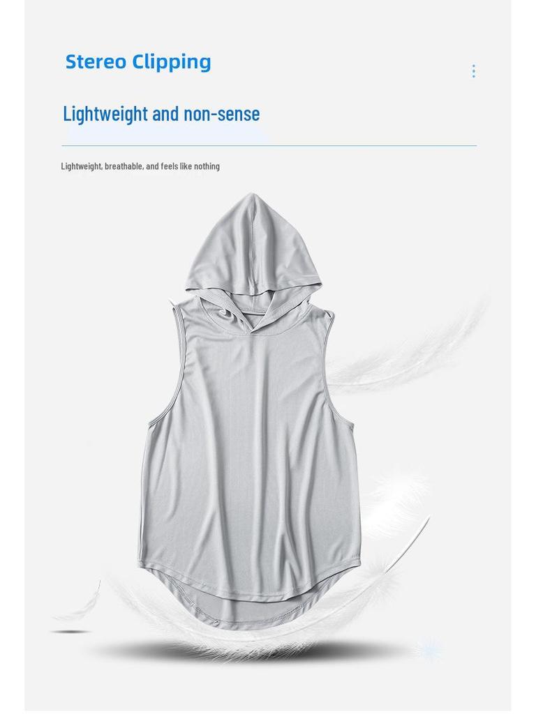 Men's Summer Quick-Dry Hooded Sports Vest - Casual, Breathable, European & American Style for Outdoor Running & Fitness