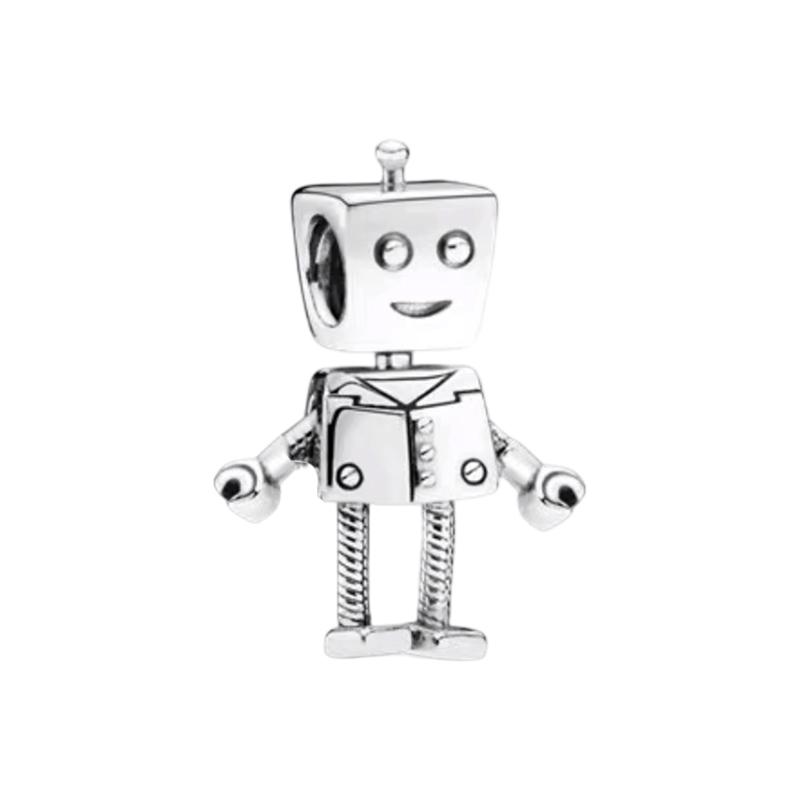 Robot Series Charm Beads Robot Holding Flowers Butterfly Wings Robot Fit Original Bracelets Diy Women Jewelry Gift