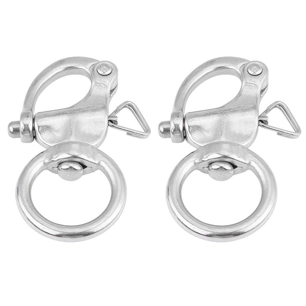 2Pcs Snap Shackle Stainless Steel 316 Buckle Brace Ring Useful Tool Round Ring Shackle 76mm